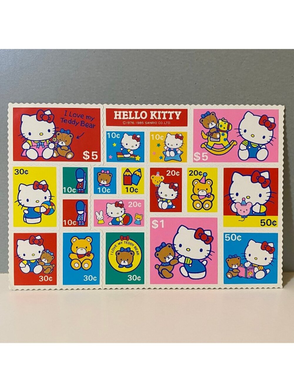 Vintage Sanrio 1985 Hello Kitty Stamp Style Stickers